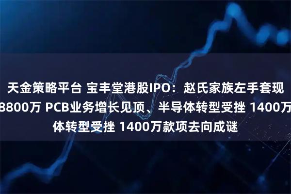 天金策略平台 宝丰堂港股IPO：赵氏家族左手套现右手分红独揽8800万 PCB业务增长见顶、半导体转型受挫 1400万款项去向成谜