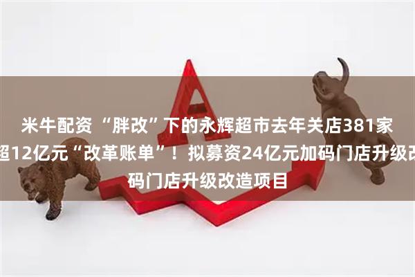米牛配资 “胖改”下的永辉超市去年关店381家，产生超12亿元“改革账单”！拟募资24亿元加码门店升级改造项目